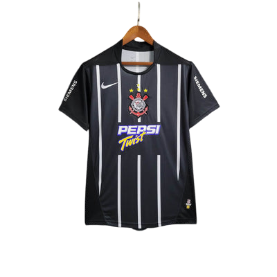 Camisa Corinthians Titular 2004 - Versão Retrô Preta Pepsi Twist