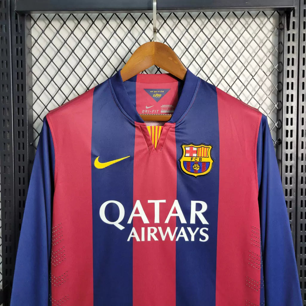 Camisa Barcelona 14/15 Home Manga Longa - Retrô Masculina