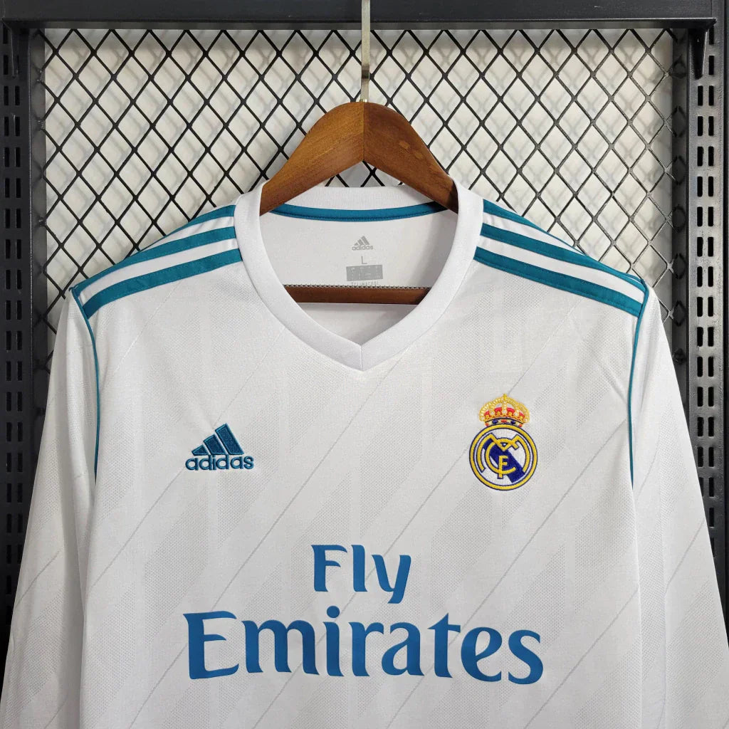 Camisa Real Madrid 17/18 Home Manga Longa - Retrô Masculina