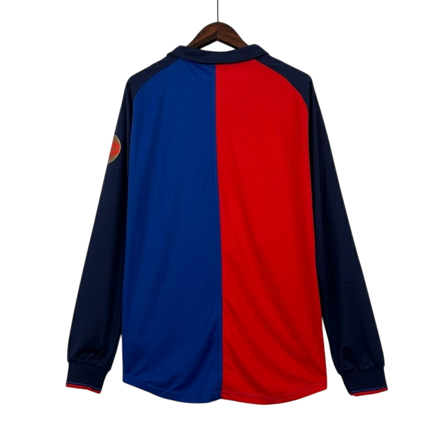 Camisa Barcelona 98/99 Home Edição Comemorativa 100 Anos Manga Longa - Retrô Masculina