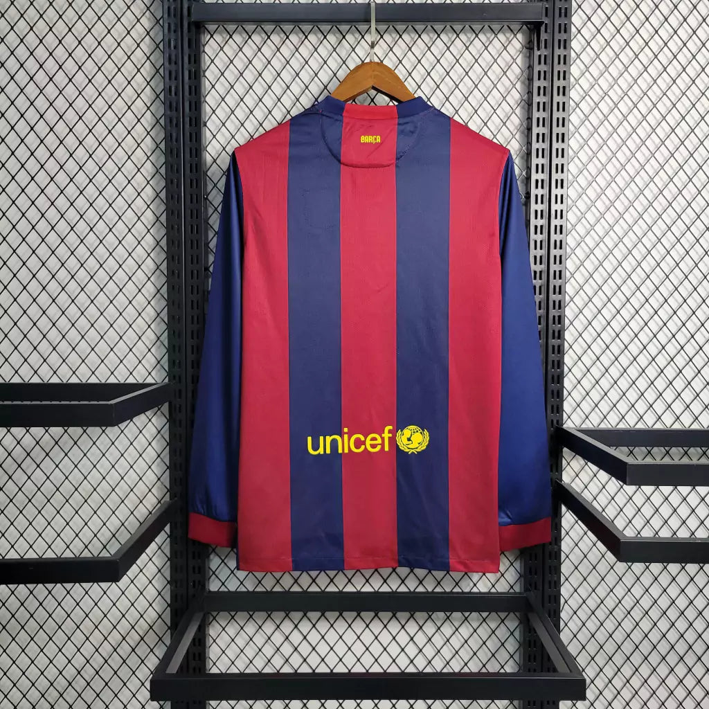 Camisa Barcelona 14/15 Home Manga Longa - Retrô Masculina