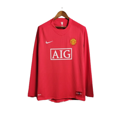 Camisa Retrô Manchester United Manga Longa Nike 2007/08 Masculino Vermelho